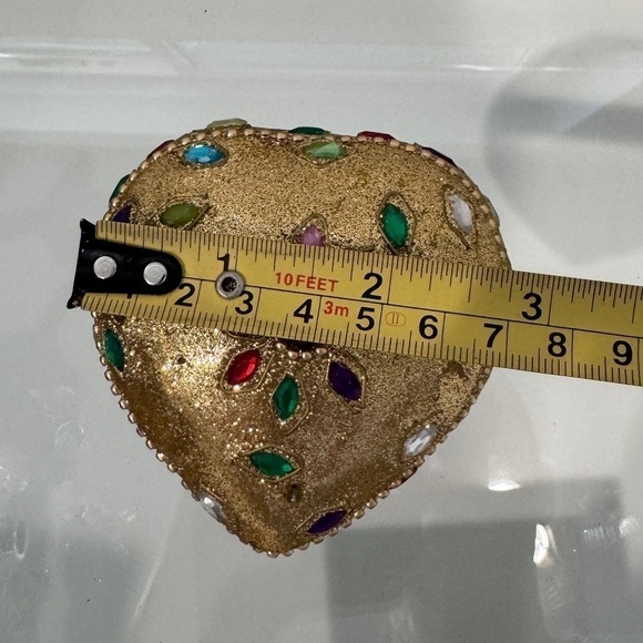 Heart Shaped Gold Indian Handmade Trinket Box - Picture 6 of 6